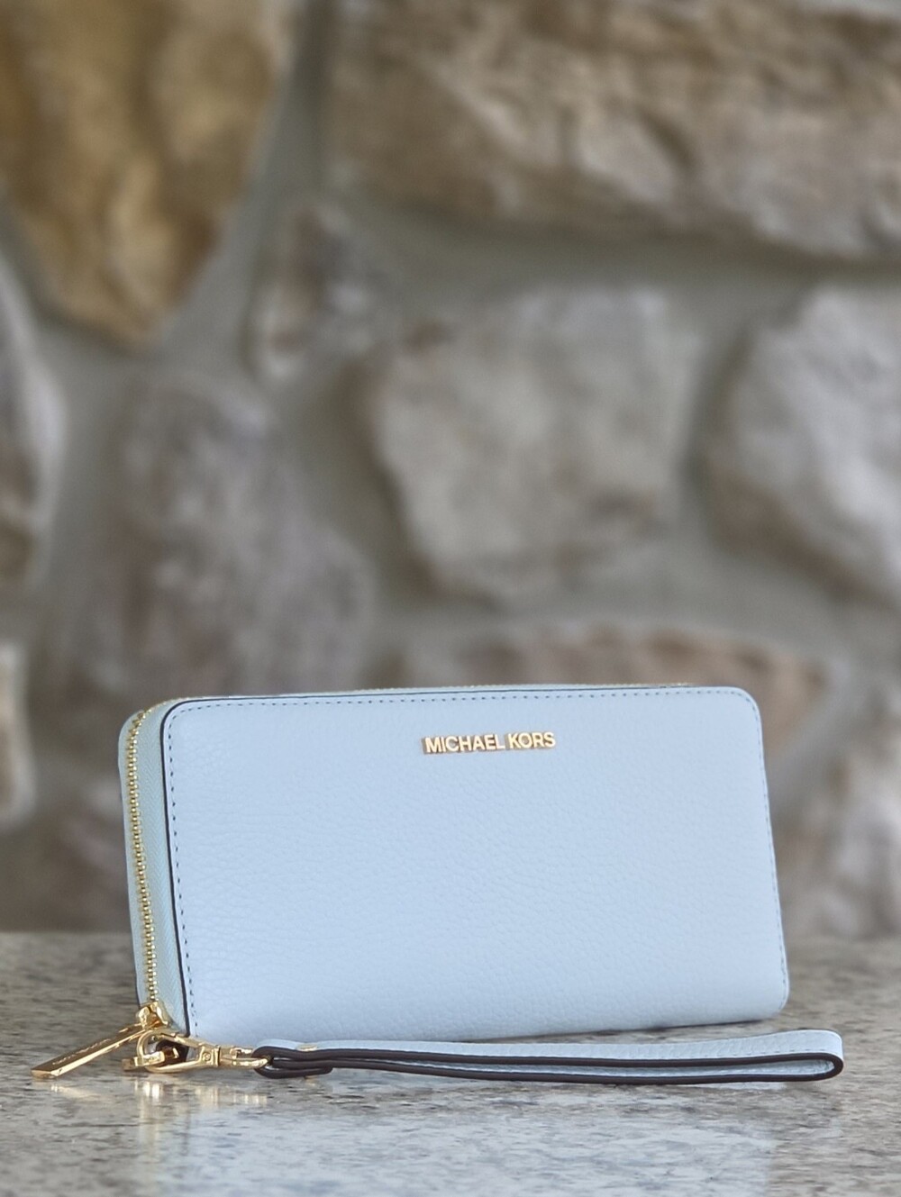 Michael Kors Jet Set Continental Large Blue Wristlet